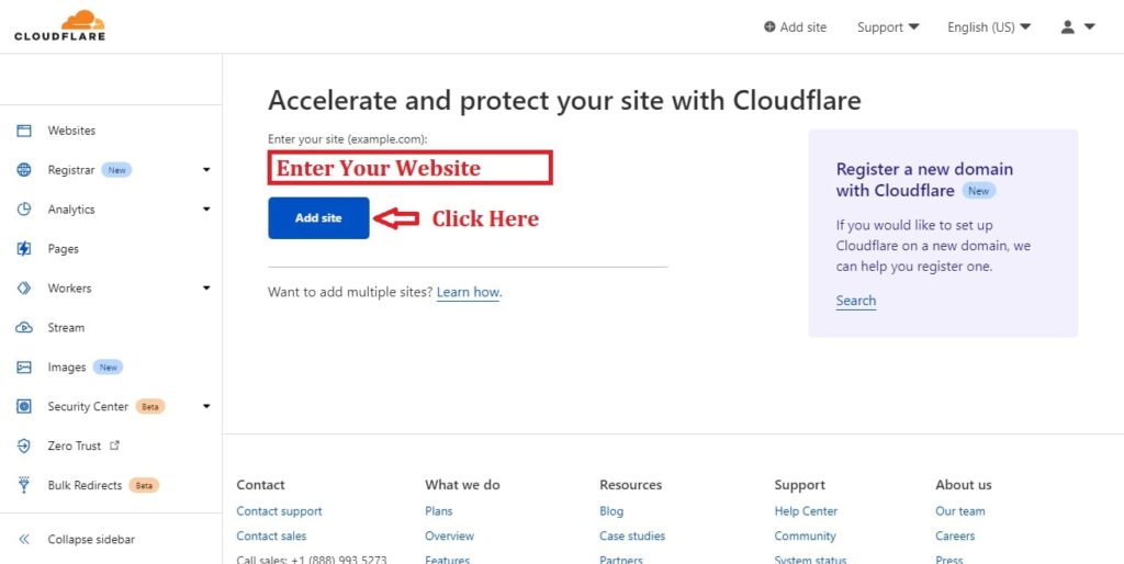 add a site to cloudflare